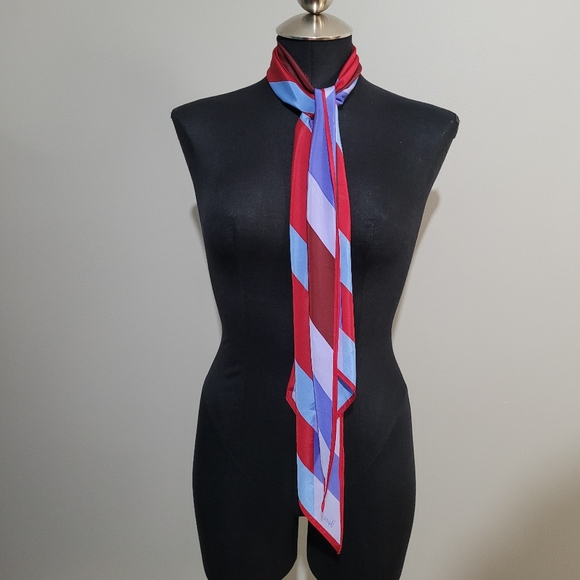 Vintage Maroon and Blue Vera Neumann Scarf - Picture 4 of 5